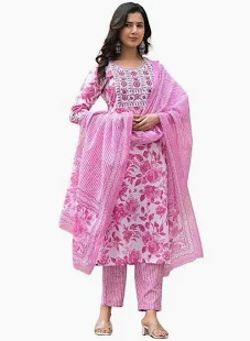Festive kurti set with dual pricing and multiple variants.